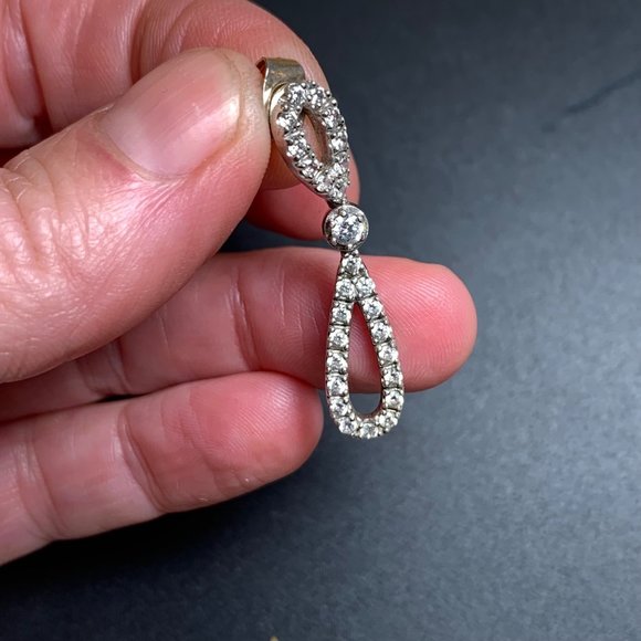 Sterling Silver 925 Cubic Zirconia Dangle Earrings, Post Backs, 1.5" Long - Picture 7 of 12